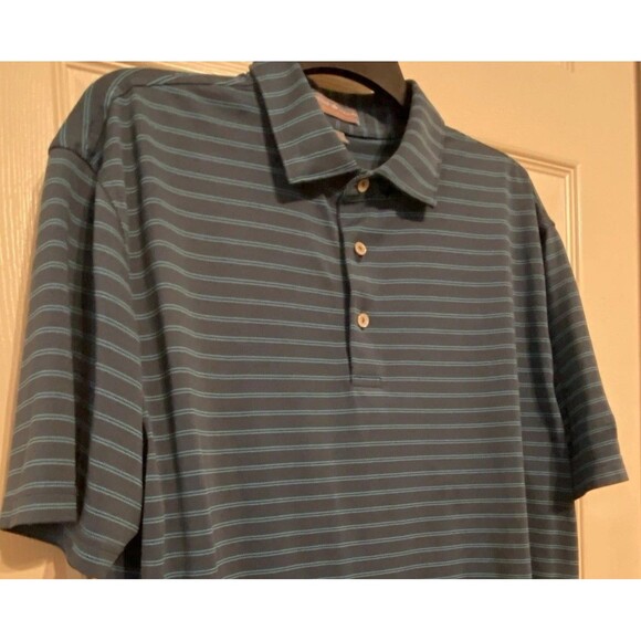 Peter Millar Summer Comfort Polo Shirt Mens Large Blue Striped Golf Performance - Picture 9 of 15